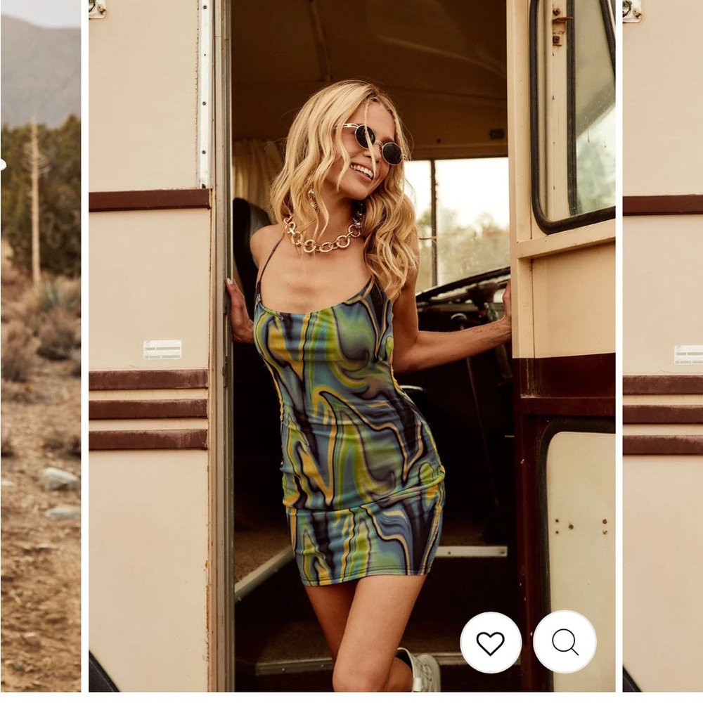 12th Tribe MULTIGREEN MESH HALTER DRESS